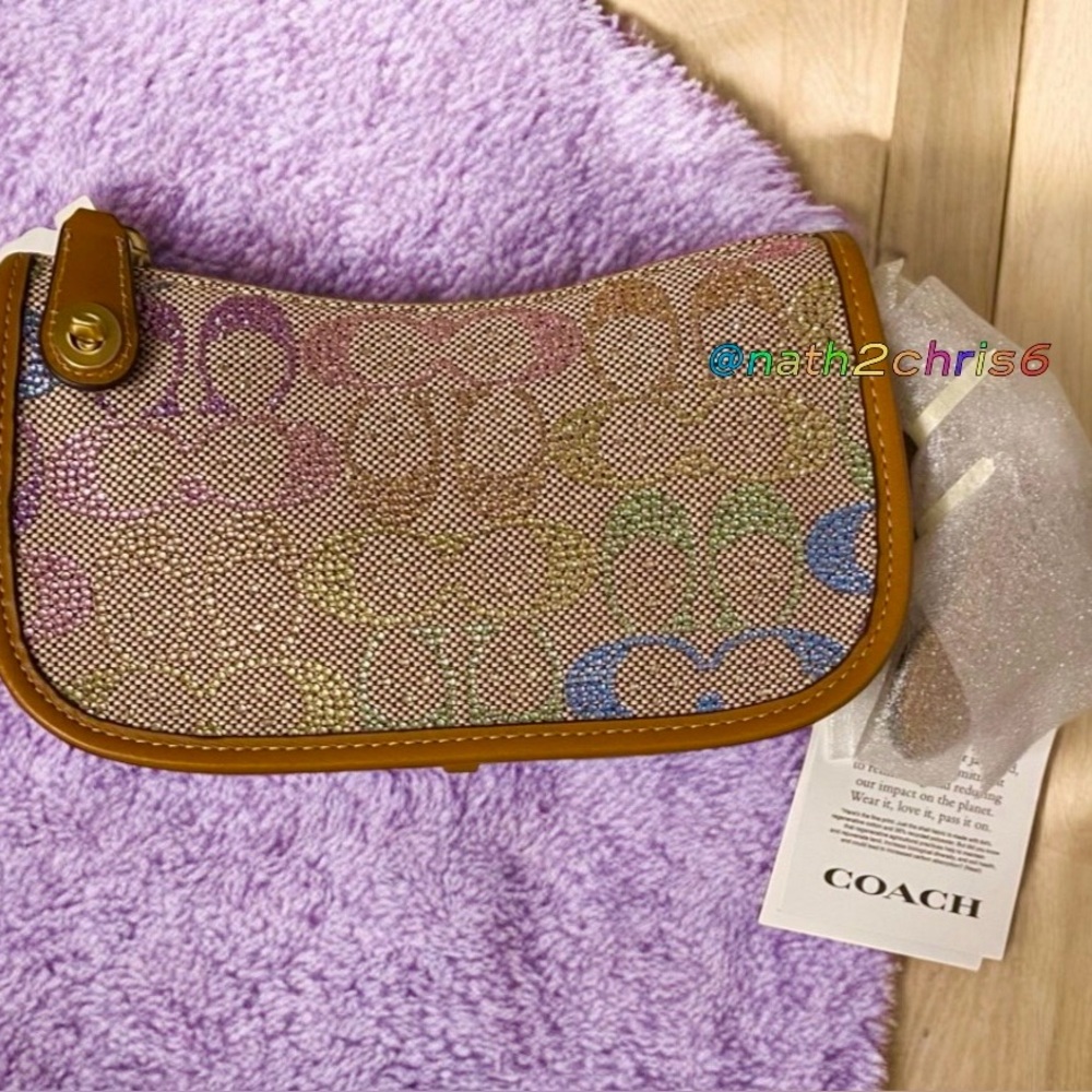 Coach Swinger Small Crystal Signature Jacquard Bag 20 with Chain NWT! - Picture 5 of 16